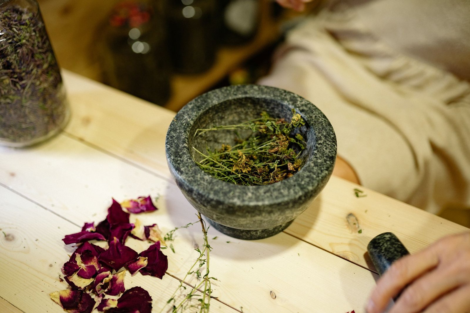 Herbs in mortar